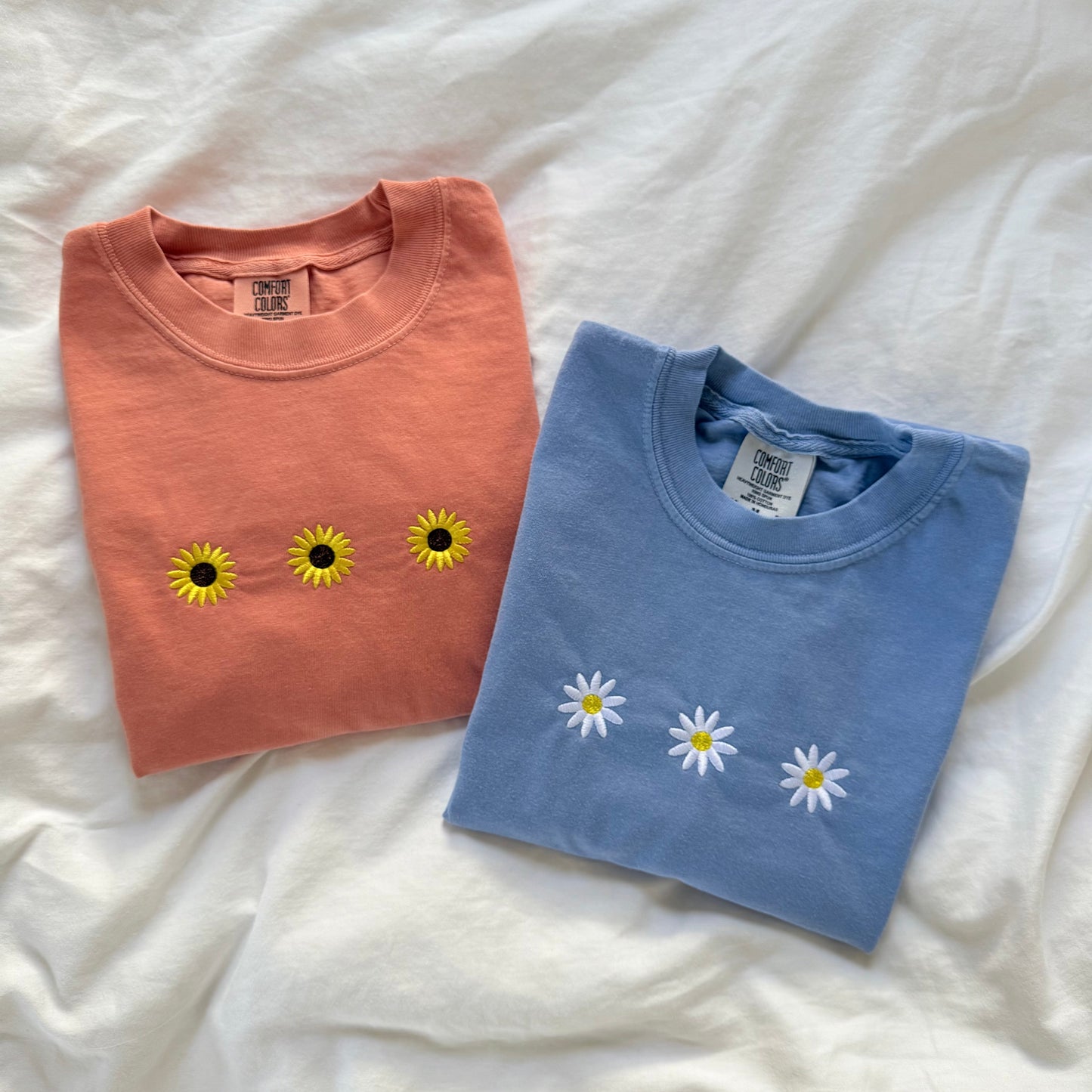 Sunflower & Daisies Embroidered T-shirt