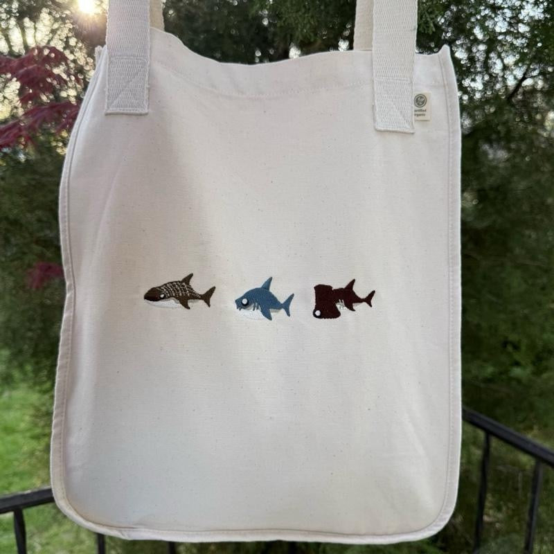 Island Series Embroidered Organic Cotton Tote Bag