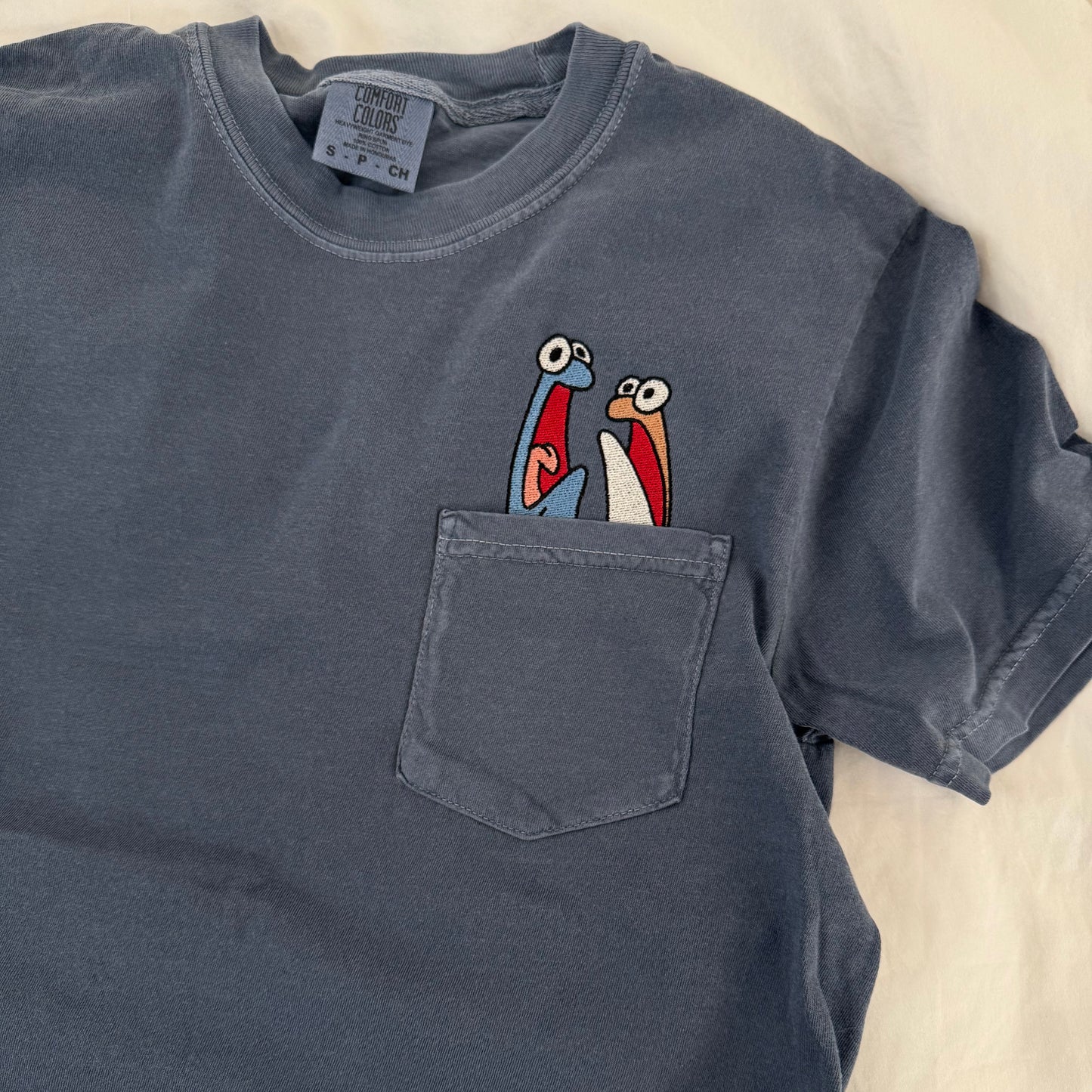 Meep Embroidered Cotton Pocket T-shirt