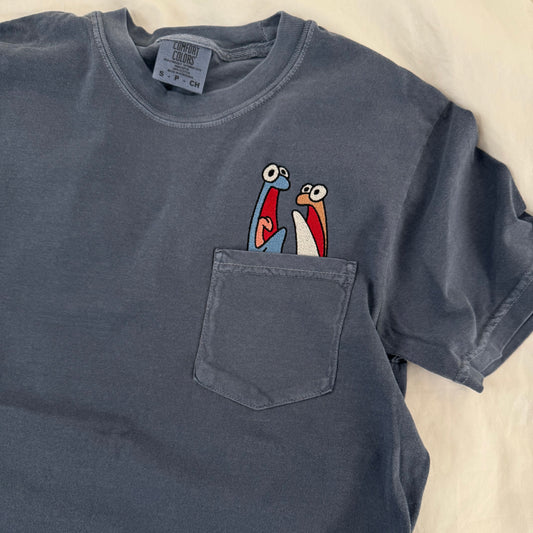 Meep Embroidered Cotton Pocket T-shirt