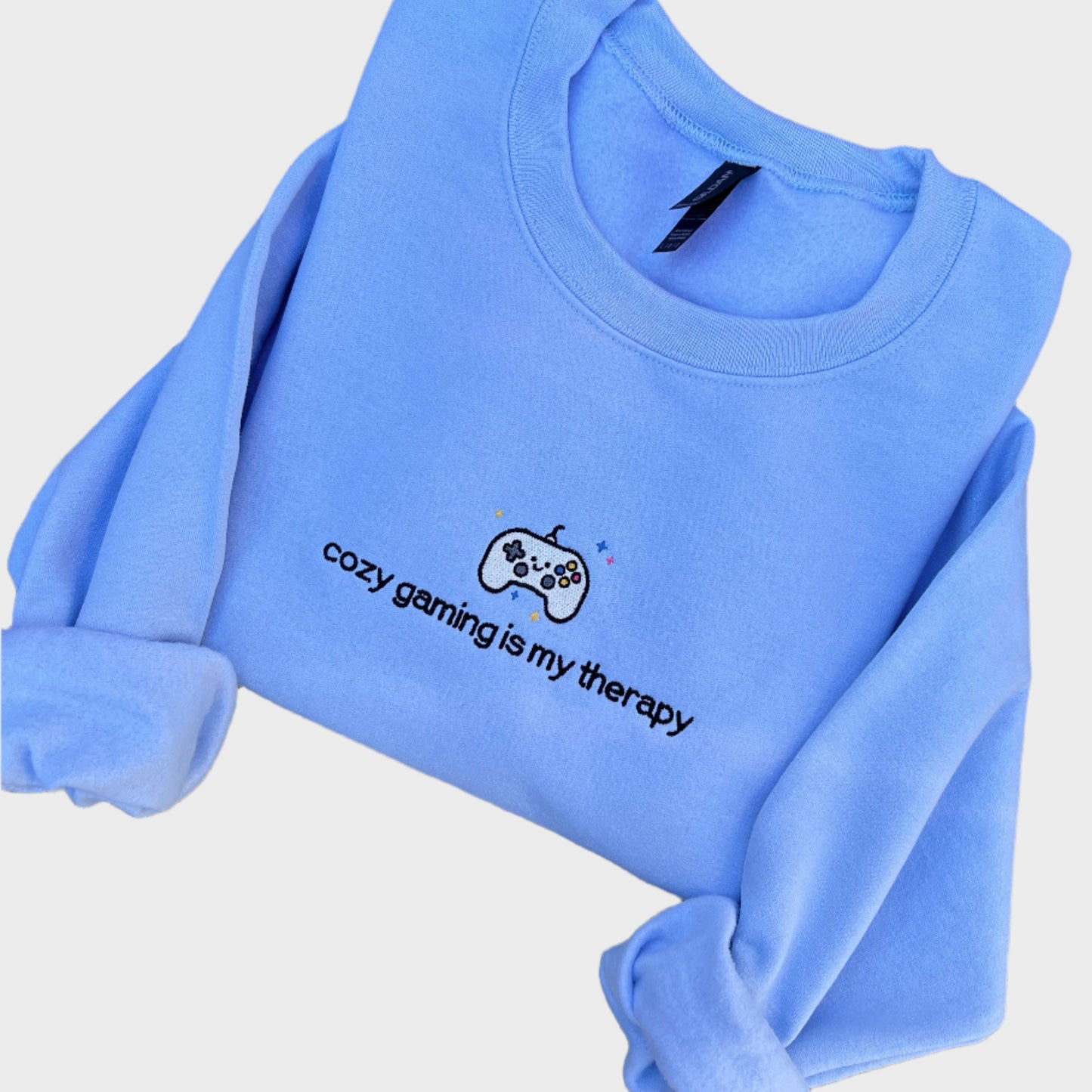 Cozy Gaming Is My Therapy Embroidered Sweatshirt