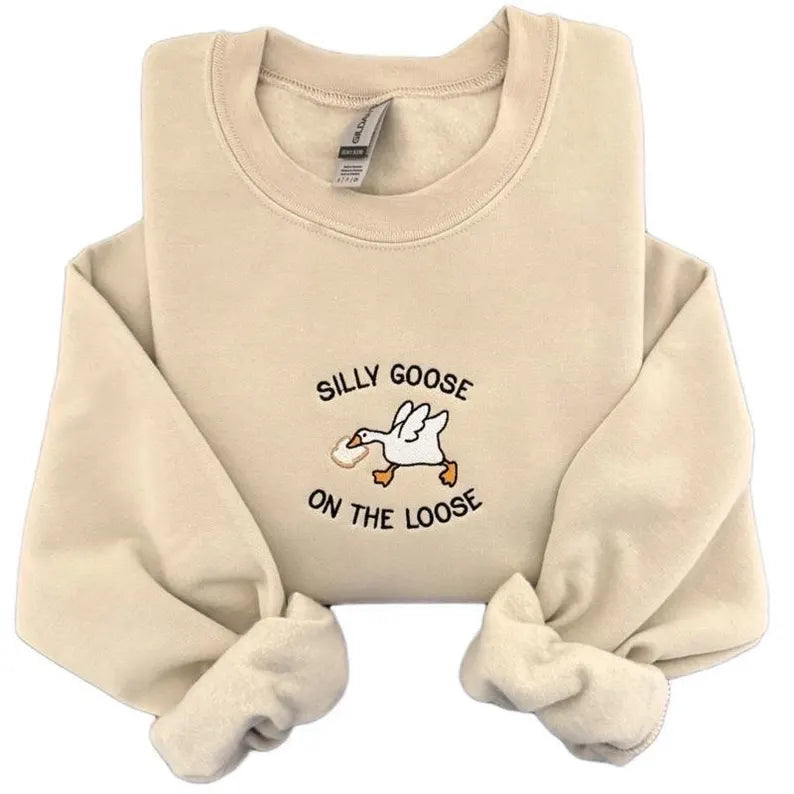 Silly Goose On The Loose Embroidered Sweatshirt