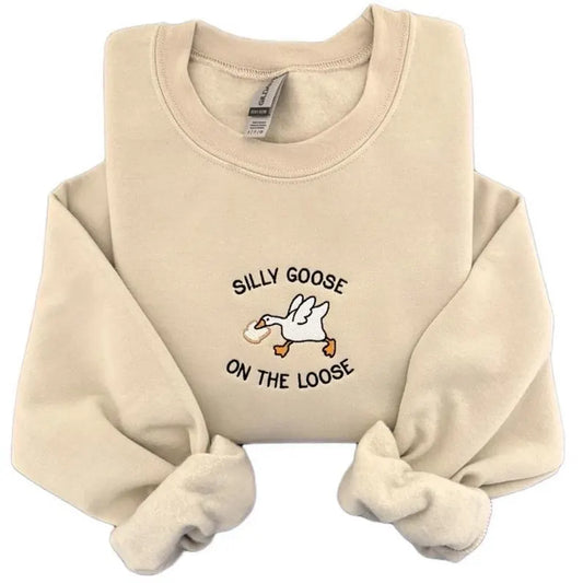 Silly Goose On The Loose Embroidered Sweatshirt