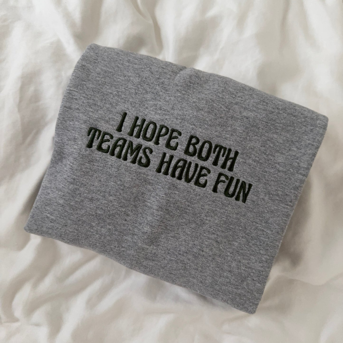 Football Season Grey Embroidered Fun Sweatshirt