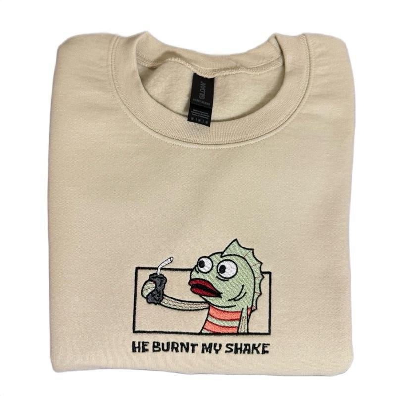 He Burnt My Shake Embroidered Sweatshirt
