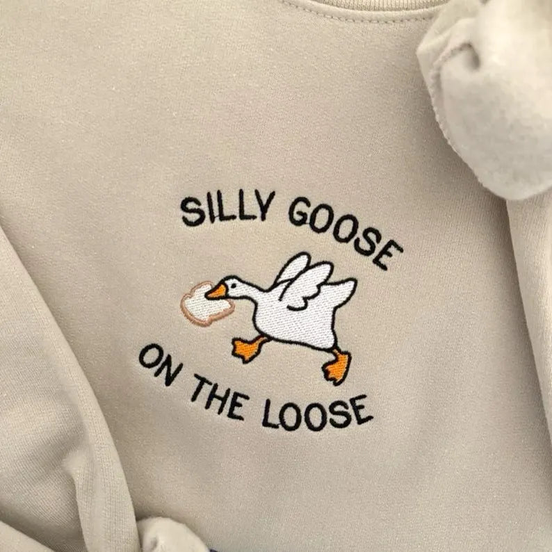 Silly Goose On The Loose Embroidered Sweatshirt
