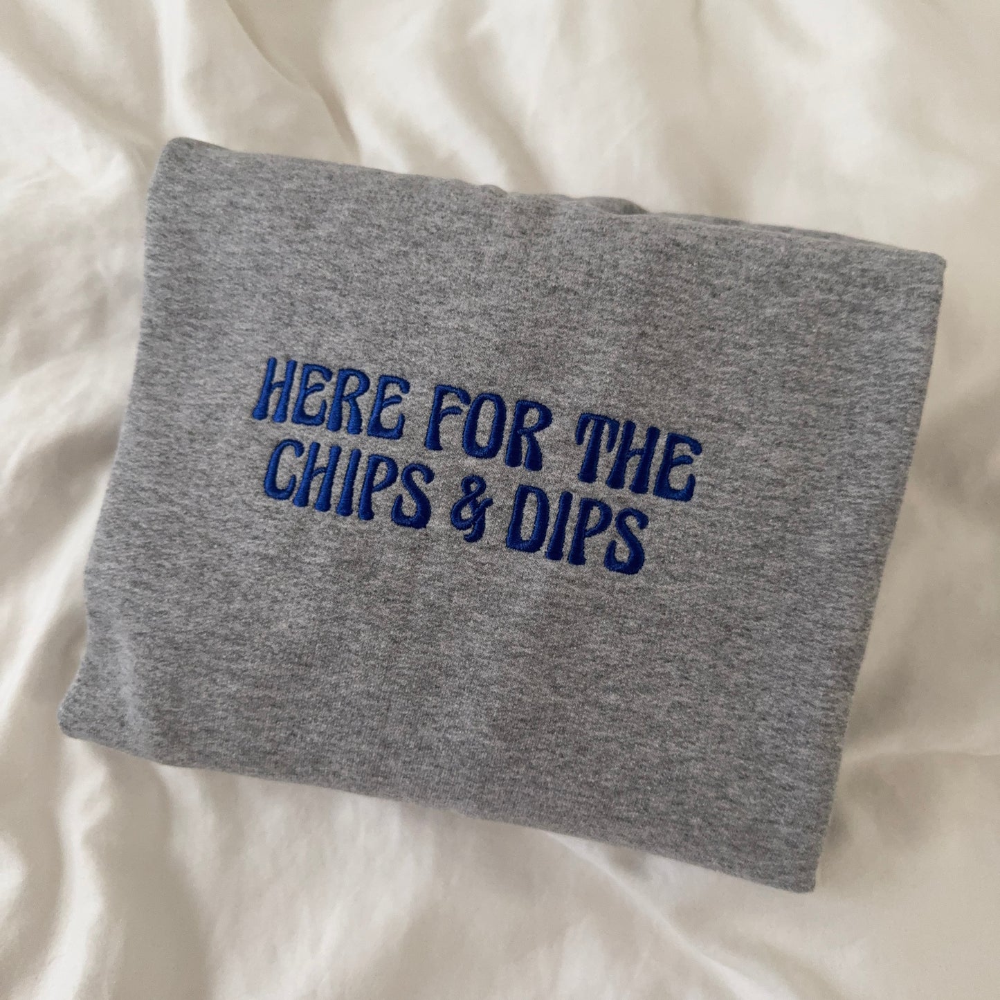 Football Season Grey Embroidered Fun Sweatshirt