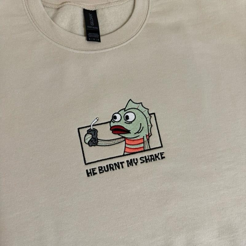 He Burnt My Shake Embroidered Sweatshirt