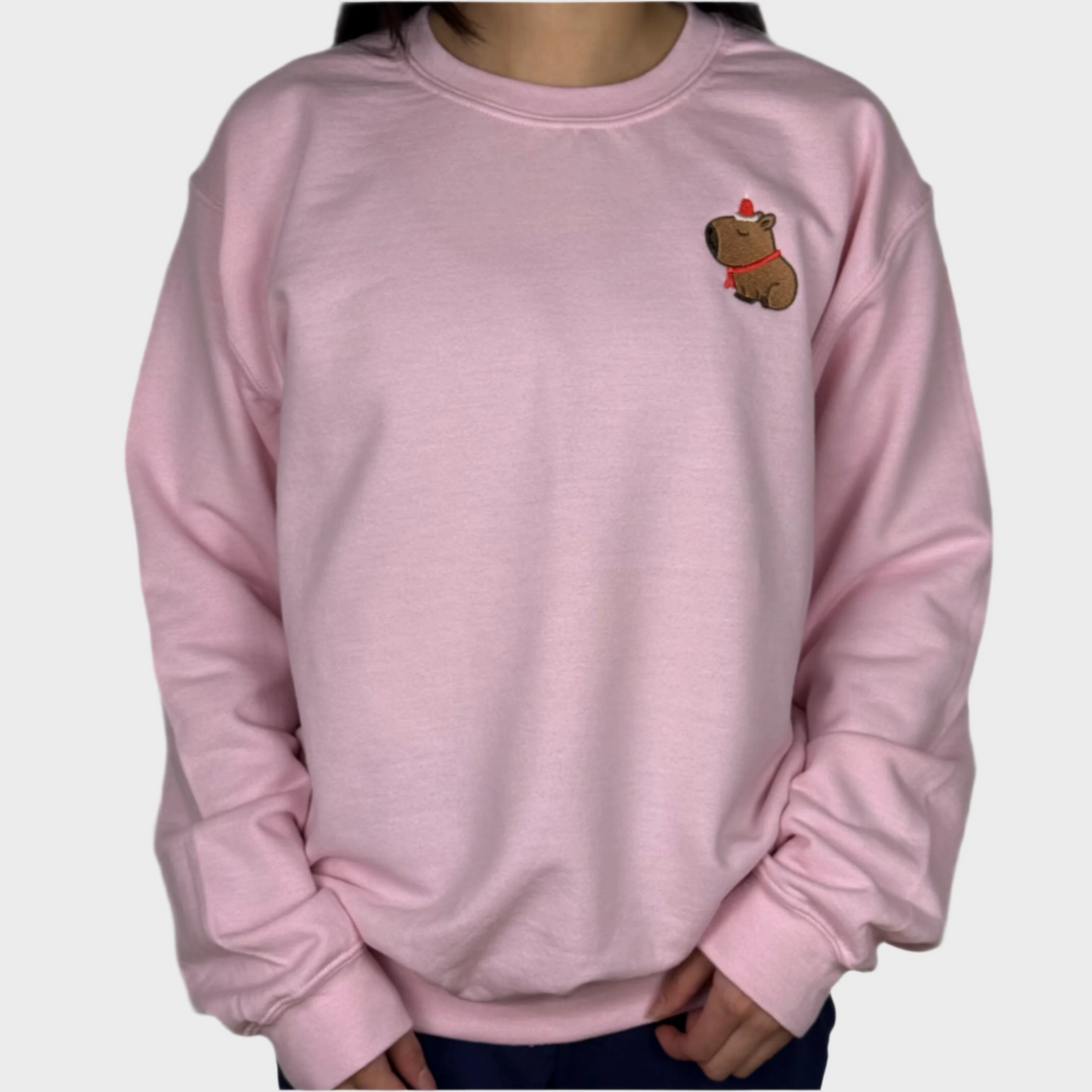 Christmas Capybara Embroidered Sweatshirt