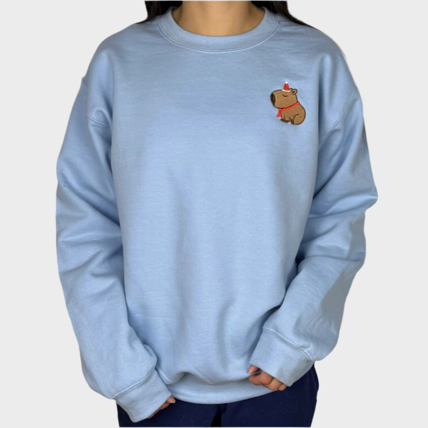 Christmas Capybara Embroidered Sweatshirt