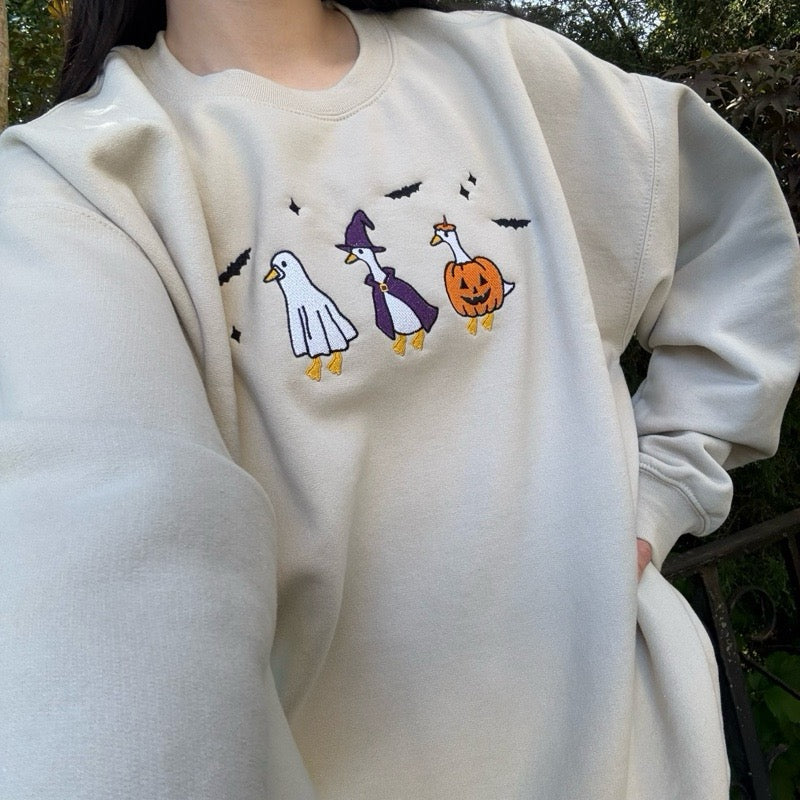 Spooky Goose Embroidered Sweatshirt