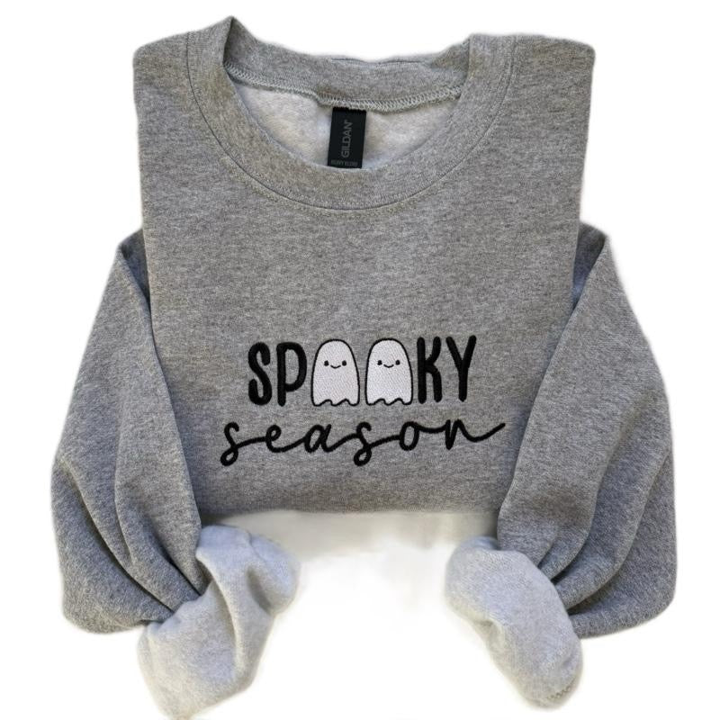 Spooky Season Ghost Embroidered Sweatshirt