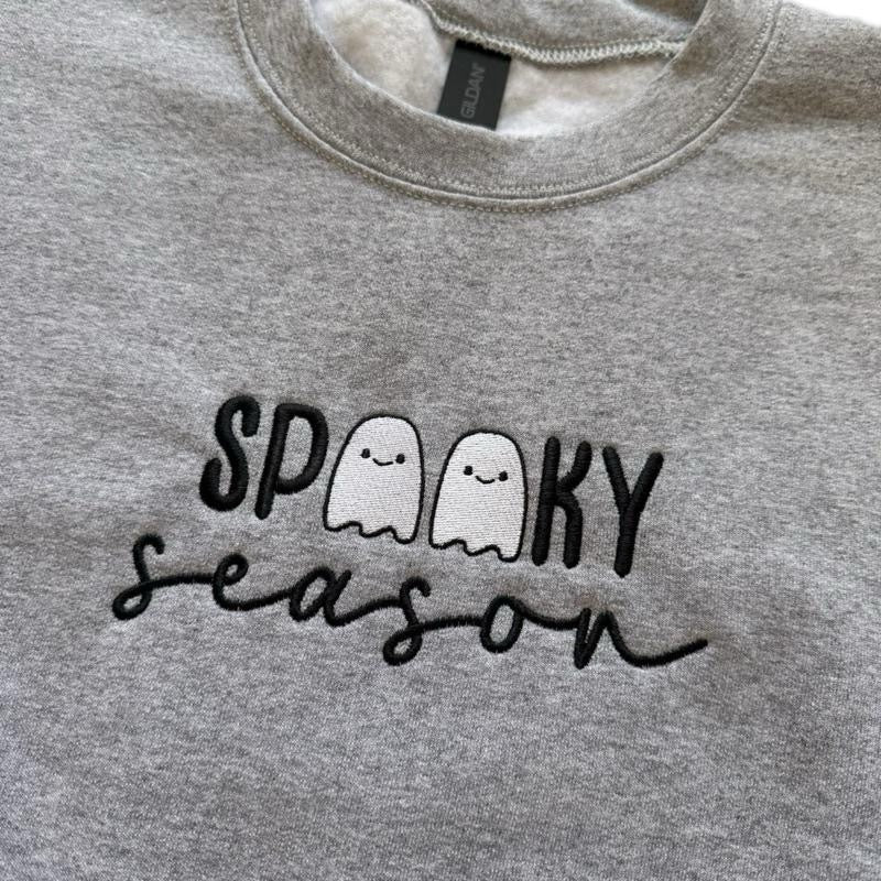 Spooky Season Ghost Embroidered Sweatshirt
