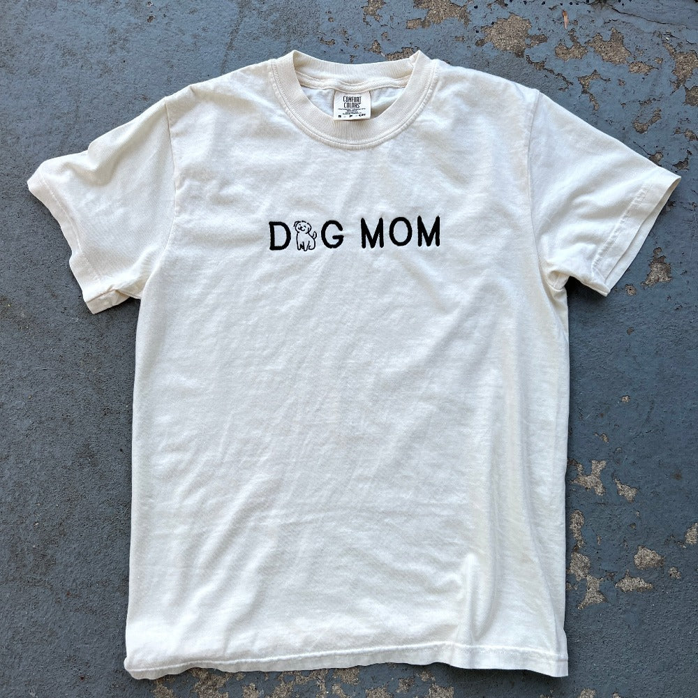 Dog Mom Embroidered T-shirt