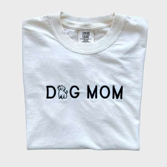 Dog Mom Embroidered T-shirt