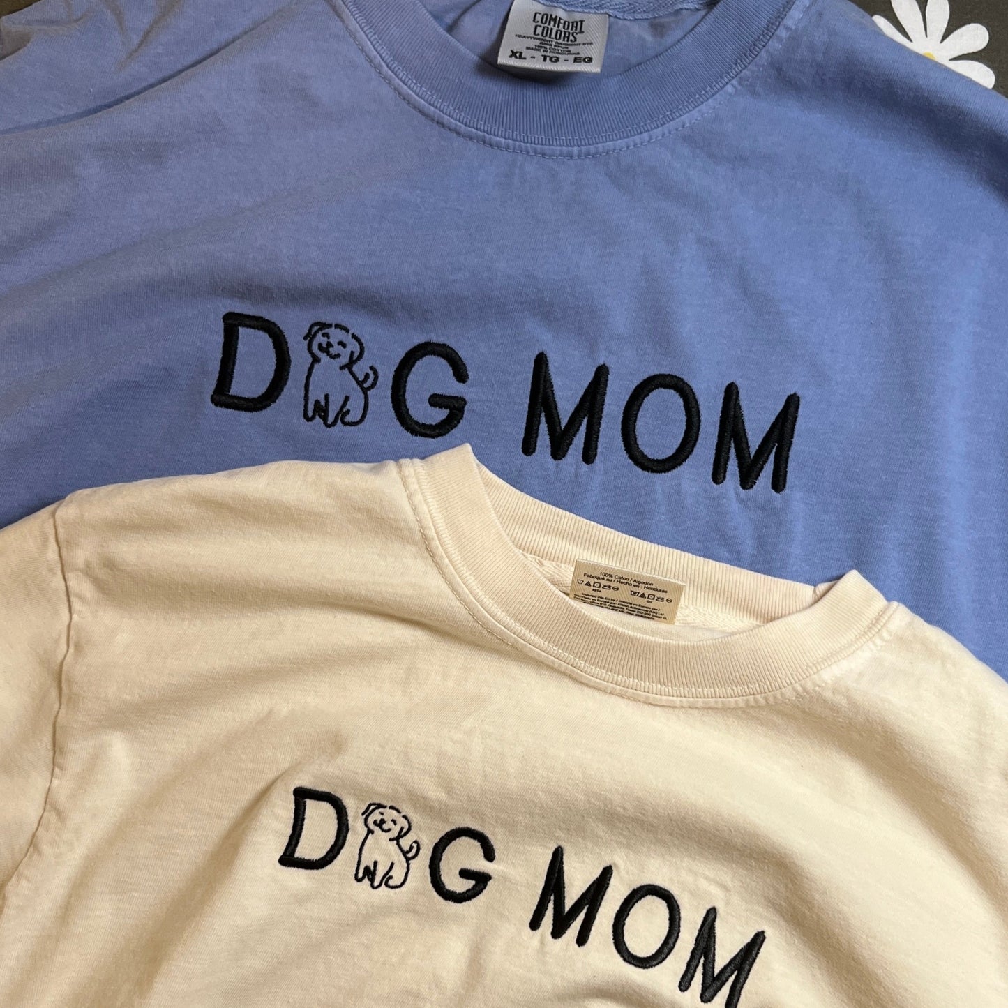 Dog Mom Embroidered T-shirt