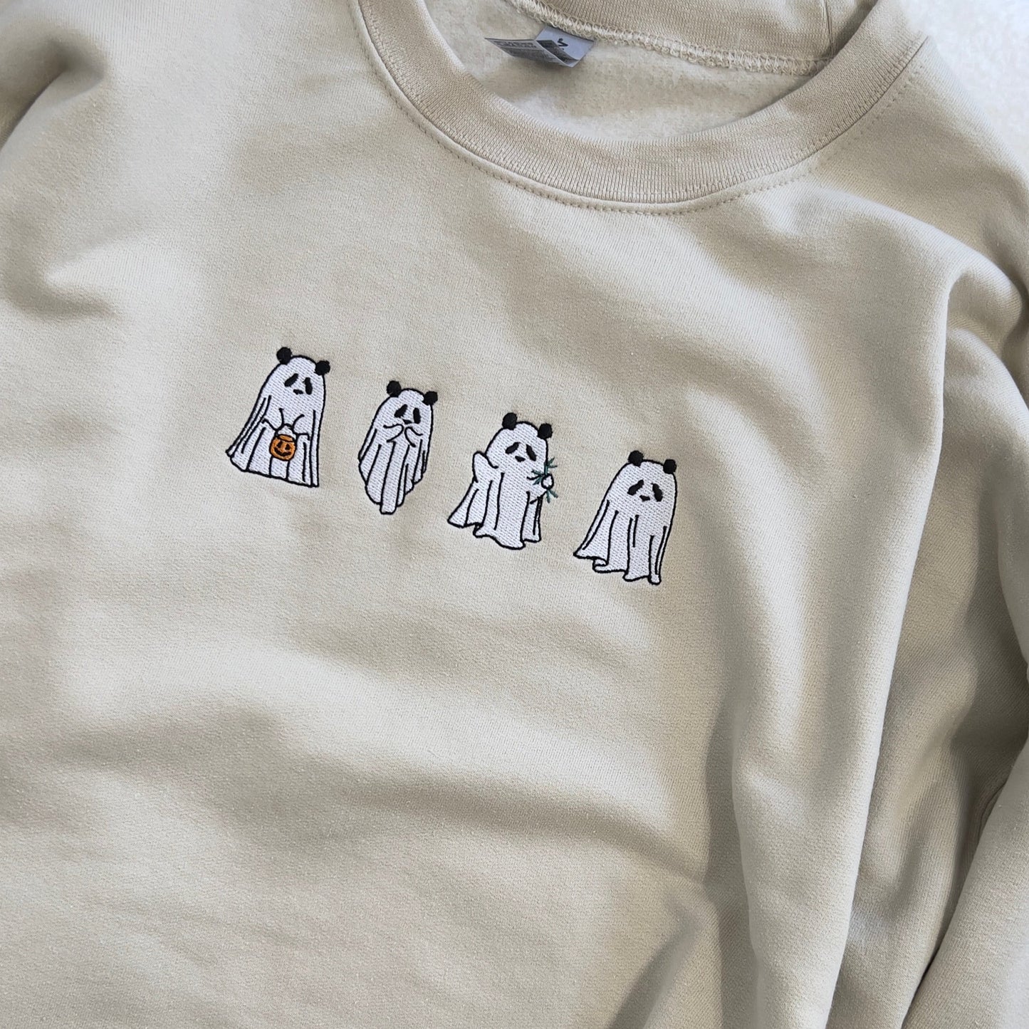 Spooky Panda Ghosts Embroidered Sweatshirt